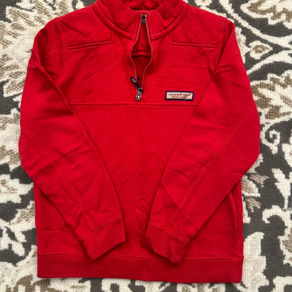 VINEYARD VINES UNISEX RED 1/4 ZIP UP SWEATER•SIZE Y 16 BUT WORE AS WOMENS SMALL